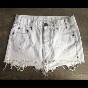 One Teaspoon White Junkyard Relaxed Mini Skirt